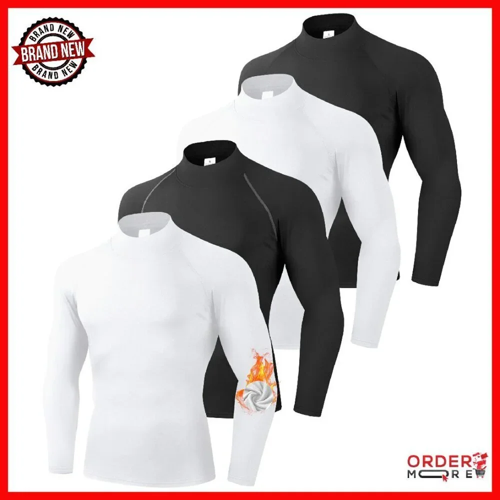 Men's Thermal Compression Shirts 4-Pack Fleece Lined Base Layer Long Sleeve